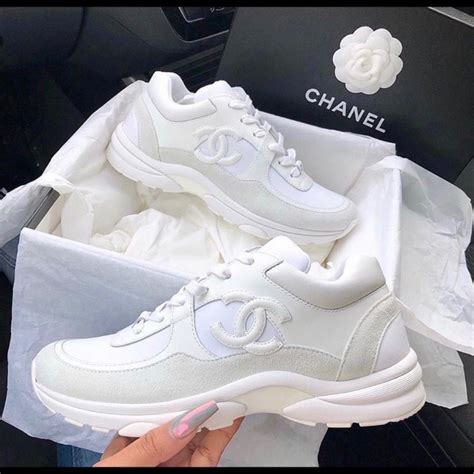 chanel cc logo triple white sneakers|chanel shoes near me.